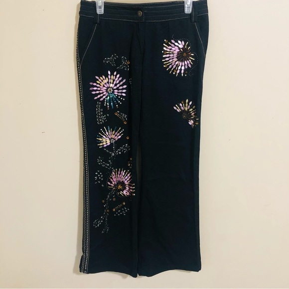 bdba Wide Leg Sequin Denim Pants - Picture 1 of 8